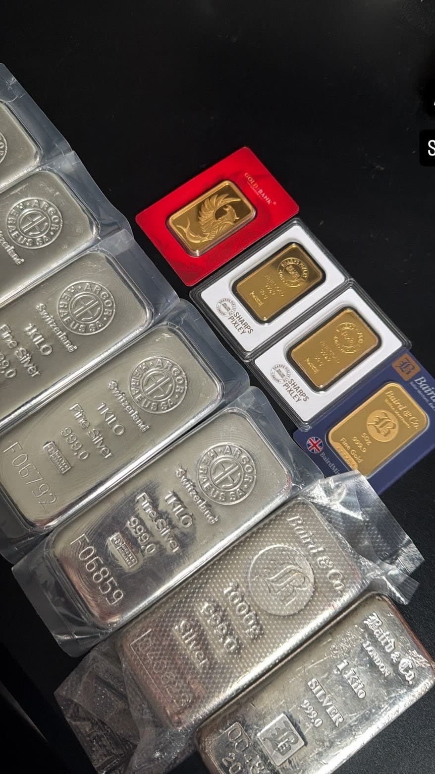Gold and silver bullion bars